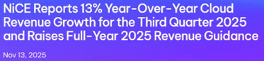 NiCE reports 13% YoY growth for Q3
